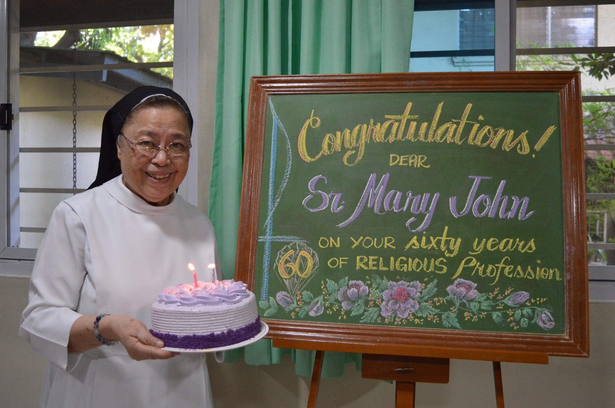 Sr. Mary John marked her 60 years of religious profession during the enhanced community quarantine in Metro Manila. Photo from Sr. Mary John Mananzan’s Facebook page